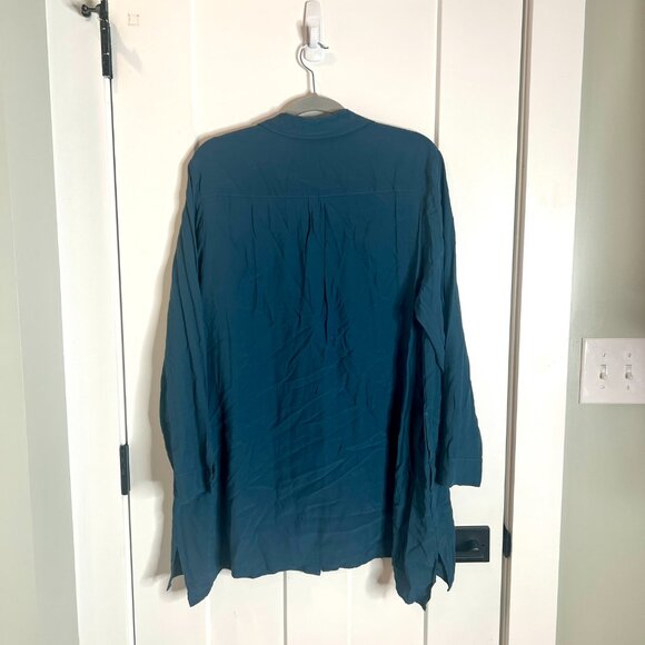 J. Jill Dark Teal Button Up Long-Lined Rayon Tunic Top Size Women's XL - Picture 4 of 4